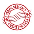 CHEF`S SPECIALS, text written on red postal stamp Royalty Free Stock Photo