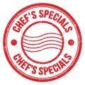 CHEF`S SPECIALS text written on red round postal stamp sign Royalty Free Stock Photo