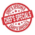 CHEF`S SPECIALS text written on red round stamp sign Royalty Free Stock Photo