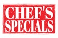 CHEF`S SPECIALS, words on red grungy stamp sign Royalty Free Stock Photo