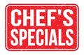 CHEF`S SPECIALS, words on red rectangle stamp sign Royalty Free Stock Photo