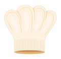 Chef s white hat or toque blanche in a classic design. Professional cook or baker uniform headwear vector illustration