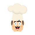Chef scared OMG emoji. Cook Oh my God emotions avatar. kitchener Vector illustration