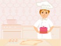 Chef serves cake