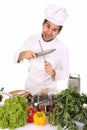 Chef sharpening a knife Royalty Free Stock Photo