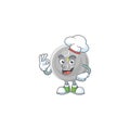 Chef silver coin character mascot in cartoon