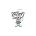 Chef silver trophy with cartoon character shape