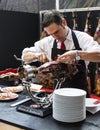 Chef slicing jamon iberico Royalty Free Stock Photo