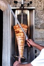 Chef slicing kebab Royalty Free Stock Photo