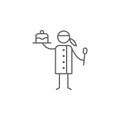 Chef, spoon, cake icon. Element of restaurant icon. Thin line icon for website design and development, app development. Premium Royalty Free Stock Photo