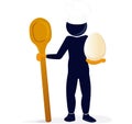 Chef with a spoon and an egg Royalty Free Stock Photo