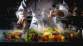 Chef Sprinkling Spices on a Plate of Food