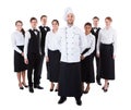 Chef standing in front of his team