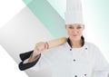 Chef standing with rolling pin against white green background Royalty Free Stock Photo