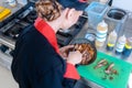 Chef stirring pasta Royalty Free Stock Photo