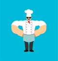 Chef Strong Cool serious. Cook strict. kitchener Vector illustration