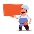 Chef with talking bubble for presenting - Royalty Free Stock Photo