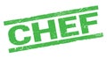 CHEF text on green rectangle stamp sign