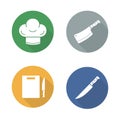 Chef tools flat design icons set