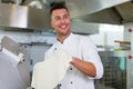 Chef tossing pizza dough Royalty Free Stock Photo