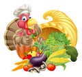 Chef Turkey and Cornucopia Royalty Free Stock Photo