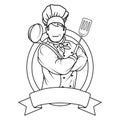 Chef in uniform. Cook logo.