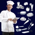 Chef using digital tablet