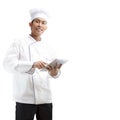 Chef using digital tablet