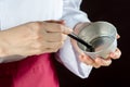 Chef using pastry brush Royalty Free Stock Photo