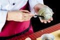 Chef using pastry brush Royalty Free Stock Photo