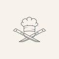 chef vintage line logo vector