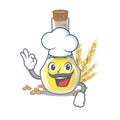 Chef wheat germ oil the mascot shape Royalty Free Stock Photo