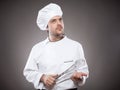 Chef with whick thinking Royalty Free Stock Photo