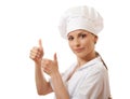 Chef woman, cook, happy thumbs up