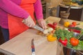 Chef Woman cooking in the kitchen. Woman cook at the kitchen