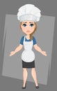 Chef woman disappointed, upset. Cute cartoon character cook.