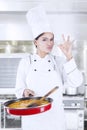 Chef Woman Giving Perfect Gesture Royalty Free Stock Photo