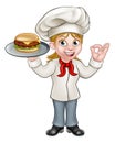 Chef Woman Holding Burger