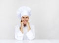Chef woman. Isolated over white background Royalty Free Stock Photo