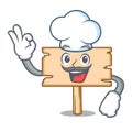 Chef wooden board character cartoon