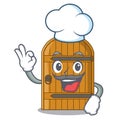Chef wooden door isolated on character cartoon