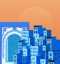 Chefchaouen landscape, panorama of the old Moroccan city, ethnic style Royalty Free Stock Photo