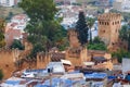 CHEFCHAOUEN, MOROCCO - MAY 28, 2017: Aerial view of the Kasbah Citadel in Chefchaouen, Morocco. The city, also known as Chaouen is Royalty Free Stock Photo