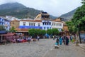 CHEFCHAOUEN, MOROCCO - MAY 28, 2017: Cityscape of the center of Chaouen. The city is noted for its buildings in shades of blue and Royalty Free Stock Photo