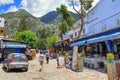 CHEFCHAOUEN, MOROCCO - MAY 29, 2017: Cityscape of the center of Chaouen. The city is noted for its buildings in shades of blue and Royalty Free Stock Photo
