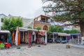 CHEFCHAOUEN, MOROCCO - MAY 28, 2017: Small tourist market in center of Chaouen. The city is noted for its buildings in shades of Royalty Free Stock Photo