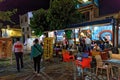CHEFCHAOUEN, MOROCCO - MAY 29, 2017: View of the one of the restaurants in center of Chaouen. The city is noted for its buildings Royalty Free Stock Photo