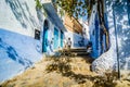 Chefchaouen, Morocco - October 20, 2013. Daily life in famous blue city