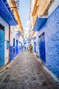 Chefchaouen, Morocco - October 20, 2013. Daily life in famous blue city
