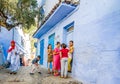 Chefchaouen, Morocco - October 20, 2013. Daily life in famous blue city